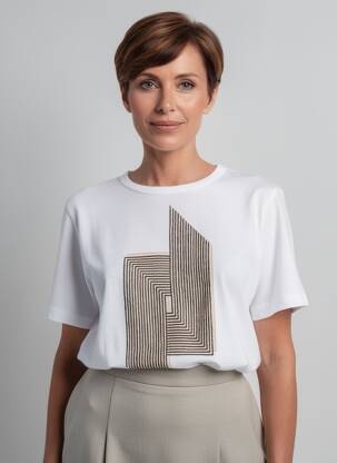 Tricou croială dreaptă mâneci scurte alb CISO femeie