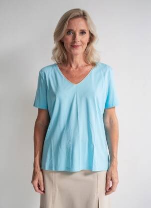Tricou guler în v mâneci scurte albastru JULIE GUERLANDE femeie