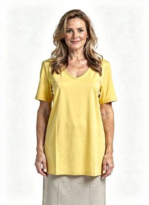 Tricou croială dreaptă mâneci scurte galben CISO femeie