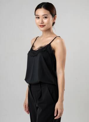 Tricou elasticitate bretele subțiri negru GARCIA femeie