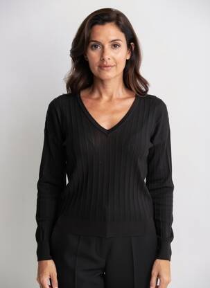 Pulover guler în v mâneci lungi negru GARCIA femeie