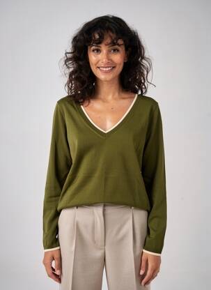 Pulover croială cambrată mâneci lungi verde MD'M femeie