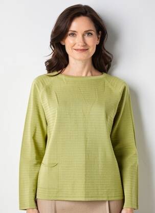 Pulover croială cambrată mâneci lungi verde BARBARA LEBEK femeie