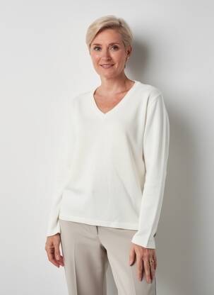 Pulover croială cambrată mâneci lungi bej SIGNATURE femeie