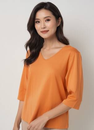 Tricou mâneci 3/4 mâneci 3/4 portocalie CISO femeie