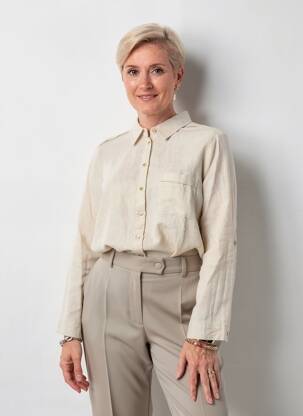 Cămașă croială dreaptă mâneci lungi bej JULIE GUERLANDE femeie