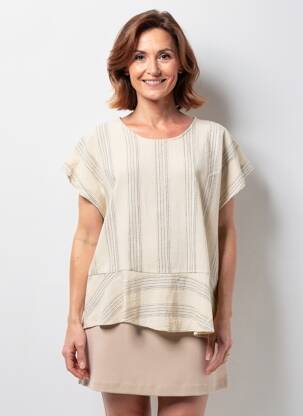 Tricou croială dreaptă mâneci scurte bej CISO femeie