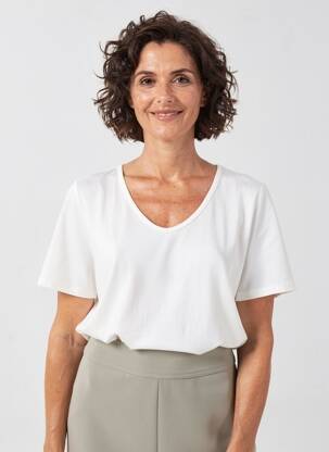 Tricou croială dreaptă mâneci scurte alb CISO femeie