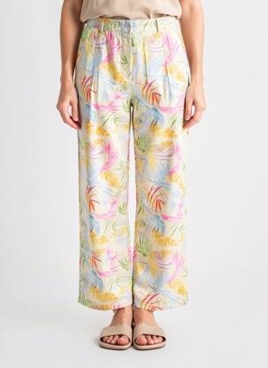 Pantalon drept țesătură poplin mărime normală bej RECOVER C.C. femeie