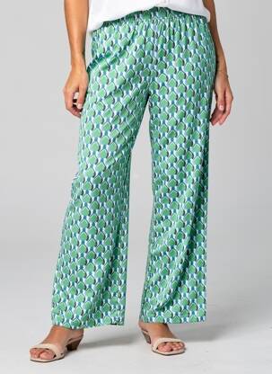 Pantalon drept țesătură poplin mărime normală verde C'EST BEAU LA VIE femeie