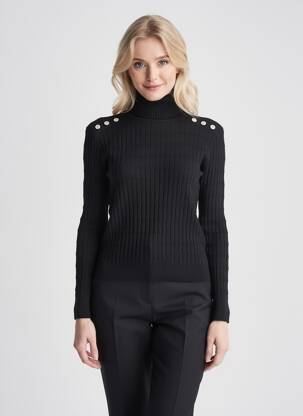 Pulover cu guler înalt croială cambrată mâneci lungi negru ANANKE femeie