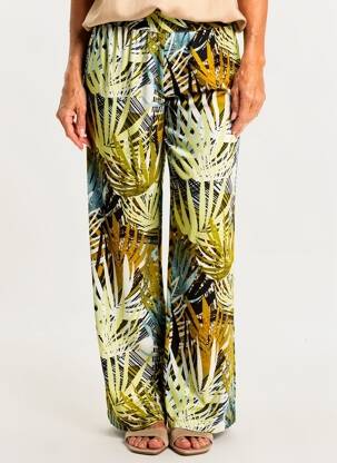 Pantalon larg țesătură poplin mărime normală verde CISO femeie