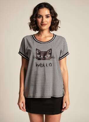 Tricou elasticitate mâneci scurte negru SEE YOU femeie