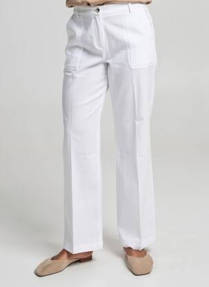 Pantalon drept țesătură poplin mărime normală alb OLSEN femeie