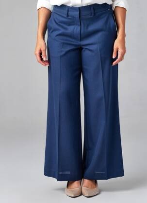 Pantalon larg țesătură poplin mărime normală albastru LION OF PORCHES femeie