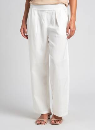 Pantalon larg țesătură poplin mărime normală alb GUITARE femeie