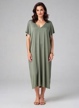 Rochie midi mâneci scurte mâneci scurte verde GUITARE femeie
