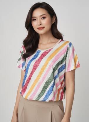 Tricou croială dreaptă mâneci scurte alb GUY DUBOUIS femeie
