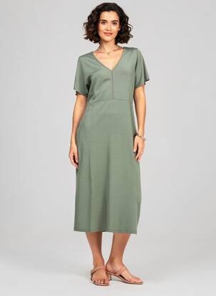 Rochie lungă mâneci scurte mâneci scurte verde GUITARE femeie