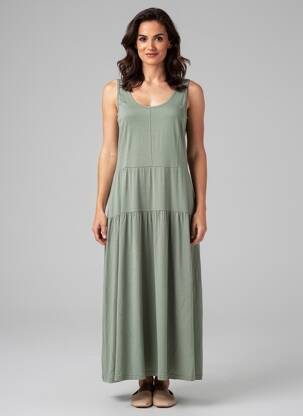 Rochie lungă fără mâneci fără mâneci verde GUITARE femeie