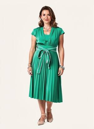 Rochie midi mâneci scurte mâneci scurte verde GREGORY PAT femeie