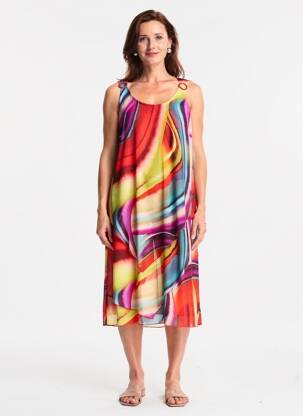Rochie midi fără mâneci fără mâneci roșu GREGORY PAT femeie