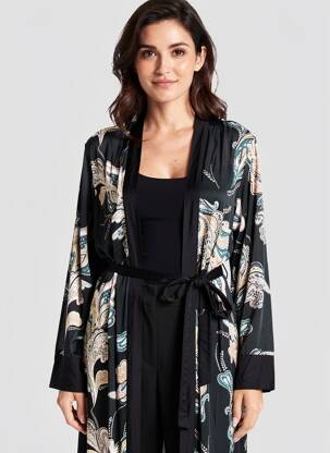 Jachete kimono mâneci lungi negru CALIDA femeie