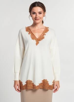Pulover tunică mâneci lungi mâneci lungi bej MARJOLAINE femeie