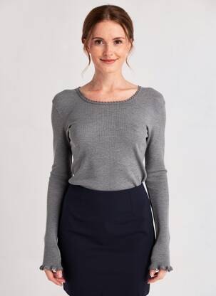 Tricou mâneci lungi mâneci lungi gri LISANZA femeie