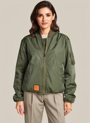 Geacă matlasată mâneci lungi fără glugă verde BOMBERS femeie