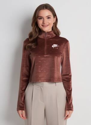 Pulover mâneci lungi mâneci lungi maro NIKE femeie