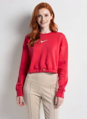 Pulover strânsă pe partea de jos mâneci lungi roz NIKE femeie