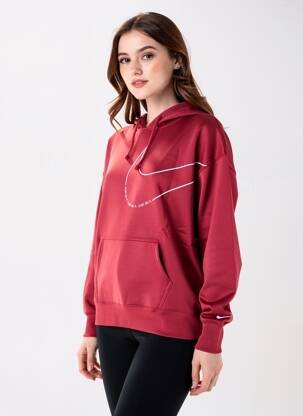 Hanorac cu glugă buzunare mâneci lungi roșu NIKE femeie