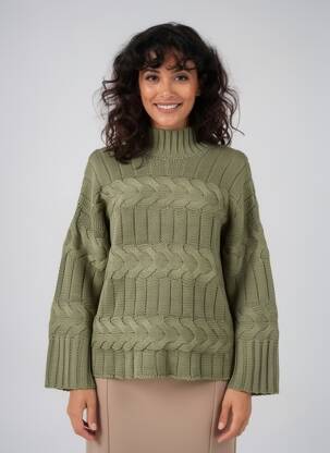 Pulover croială dreaptă mâneci lungi verde HEINE femeie
