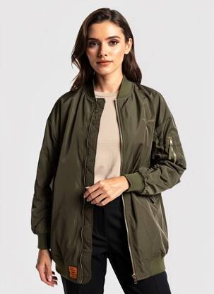 Geacă guler în v verde BOMBERS femeie