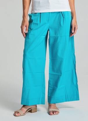Pantalon larg țesătură poplin mărime normală albastru LIU JO femeie