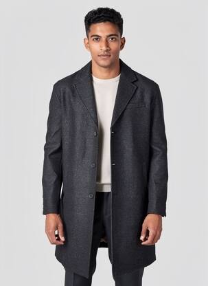 Palton lung croială dreaptă fără glugă negru THE KOOPLES bărbat