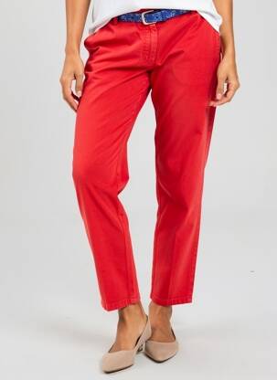Pantalon drept țesătură poplin mărime normală roșu LABDIP femeie