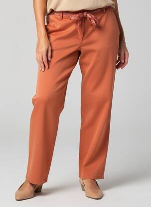 Pantalon drept țesătură poplin mărime normală portocalie LABDIP femeie