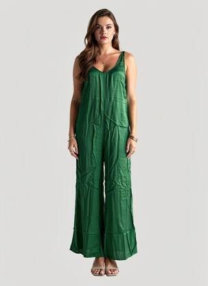 Salopetă-pantalon croială fluidă mâneci lungi verde AMERICAN VINTAGE femeie