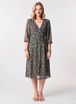 Rochie midi mâneci 3/4 mâneci 3/4 negru GARANCE femeie