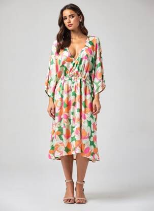Rochie midi mâneci 3/4 mâneci 3/4 verde SUZZY & MILLY femeie