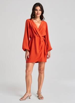 Rochie scurtă mâneci lungi mâneci lungi portocalie INSPIRATION STUDIO femeie