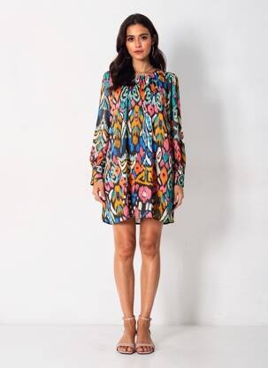 Rochie scurtă mâneci lungi mâneci lungi portocalie LILI & LALA femeie