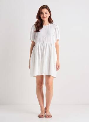 Rochie scurtă mâneci scurte mâneci scurte alb KILKY femeie