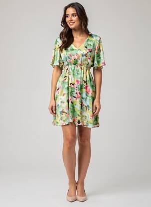 Rochie scurtă mâneci scurte mâneci scurte verde SUZZY & MILLY femeie