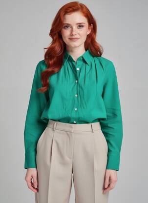 Cămașă mâneci scurte mâneci scurte verde INSPIRATION STUDIO femeie
