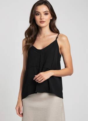 Top țesătură crep bretele subțiri negru ARTLOVE femeie