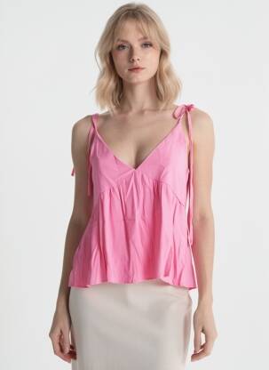 Top țesătură crep bretele subțiri roz LILI & LALA femeie