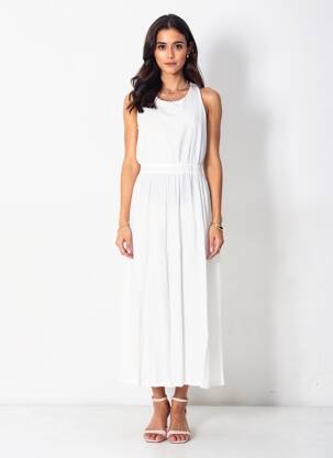 Rochie lungă țesătură crep bretele subțiri bej SEE U SOON femeie